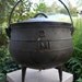 vintage 1950s WITCHES bulge 3 legged CAULDRON KETTLE w lid bean pot sgnd jml