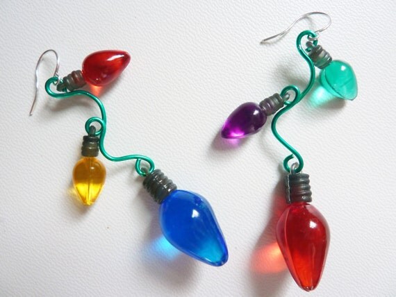Quirky Christmas Lights Earrings - Weirdly Cute Christmas Earrings - Unique Holiday Gift Idea