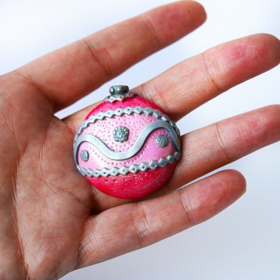 Items similar to Christmas ornaments polymer clay ball decoration on Etsy