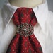 RESERVED FemkeVintage traditional TIE, red with ornaments, Swiss