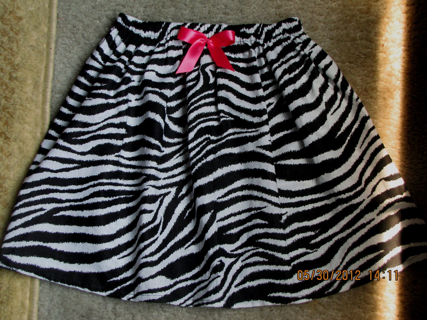 Custom made zebra with hot pink ribbon skirt size 3mos up to
