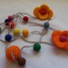 Long Multi-Color Felt Flowers and Felt Bead Crochet Necklace
