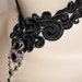 Black Lace Choker Necklace Rhinestone Pendant Collar