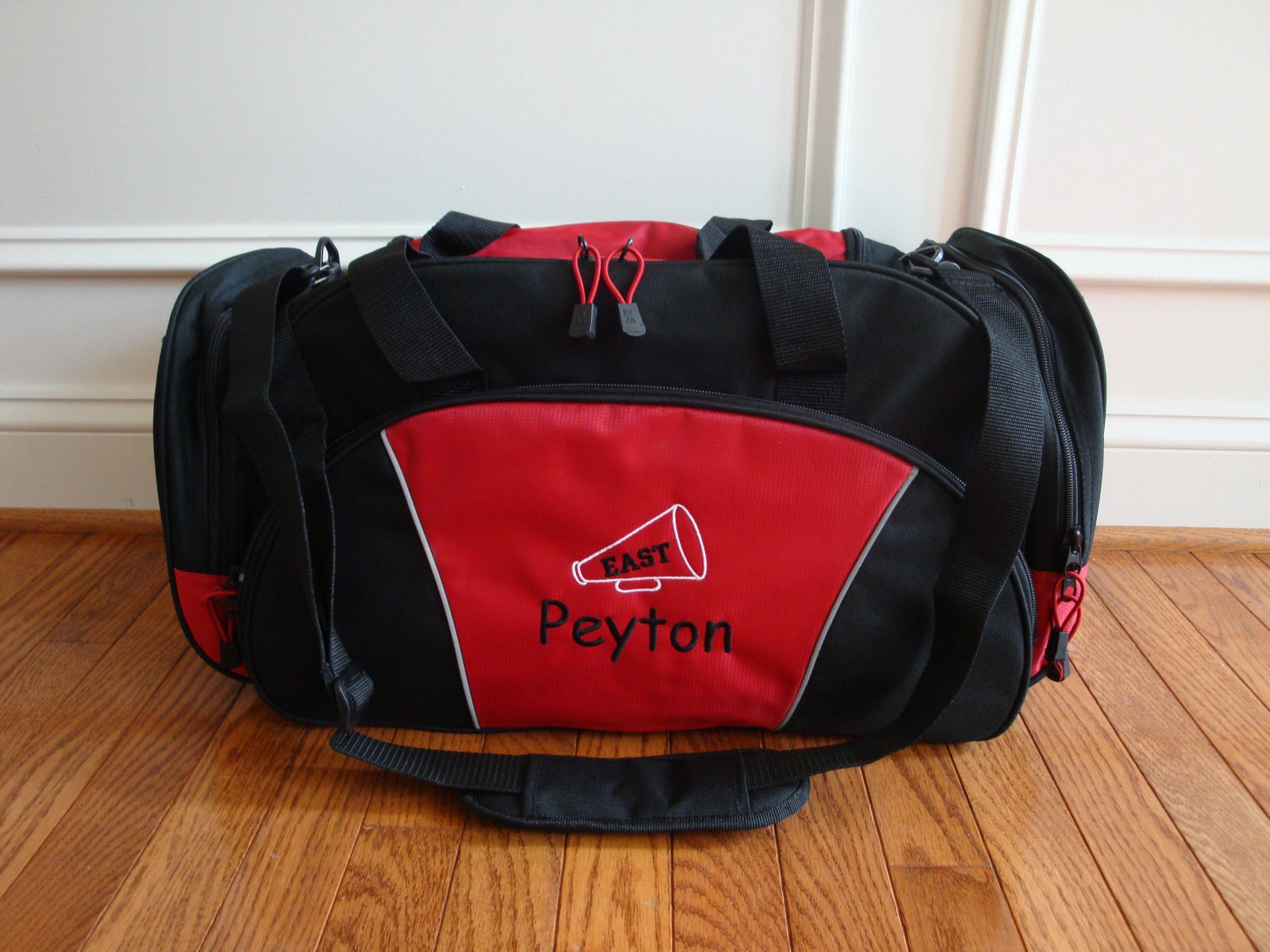 Duffel Bag Personalized Cheer Cheerleading Poms by HTsCreations