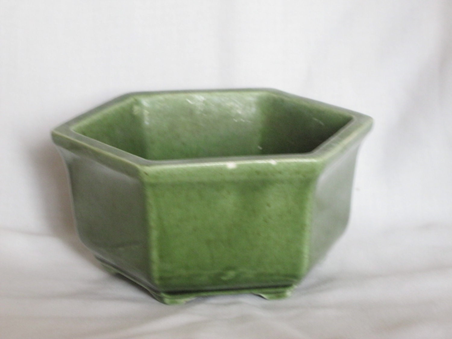 Vintage Green Ceramic Planter