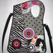 MEDIUM CANVAS BAG mixed fabrics in Black-White-Gray-Red-Pink with Circles