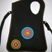 2in1 Medium Cotton Canvas Bag -cross body bag- hip bag- sling tote iPad case in Black-Coral with colorful Circles