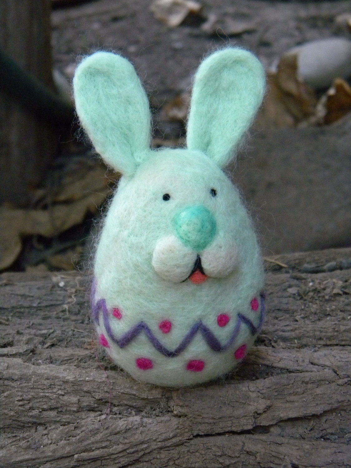 Easter Happy BunnyEgg Needle felted Home decor by feltingdreams