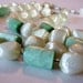 Vintage Double Strand Necklace, Pale Green, Textured Plastic Beads