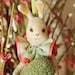 Spun cotton feather tree bunny ornament by jejemae OOAK