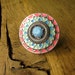 Turquoise, Peach, Blue and Mint Green Tribal Pastel Shield Ring in Burnished Silver Plating