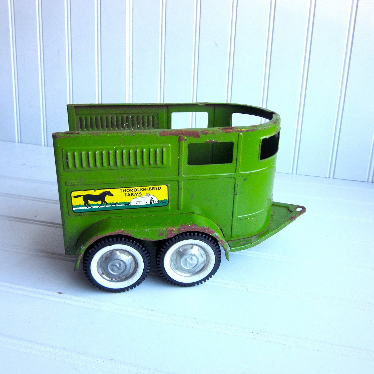 Vintage Nylint Horse Trailer. Green Toy Horse Trailer Farm