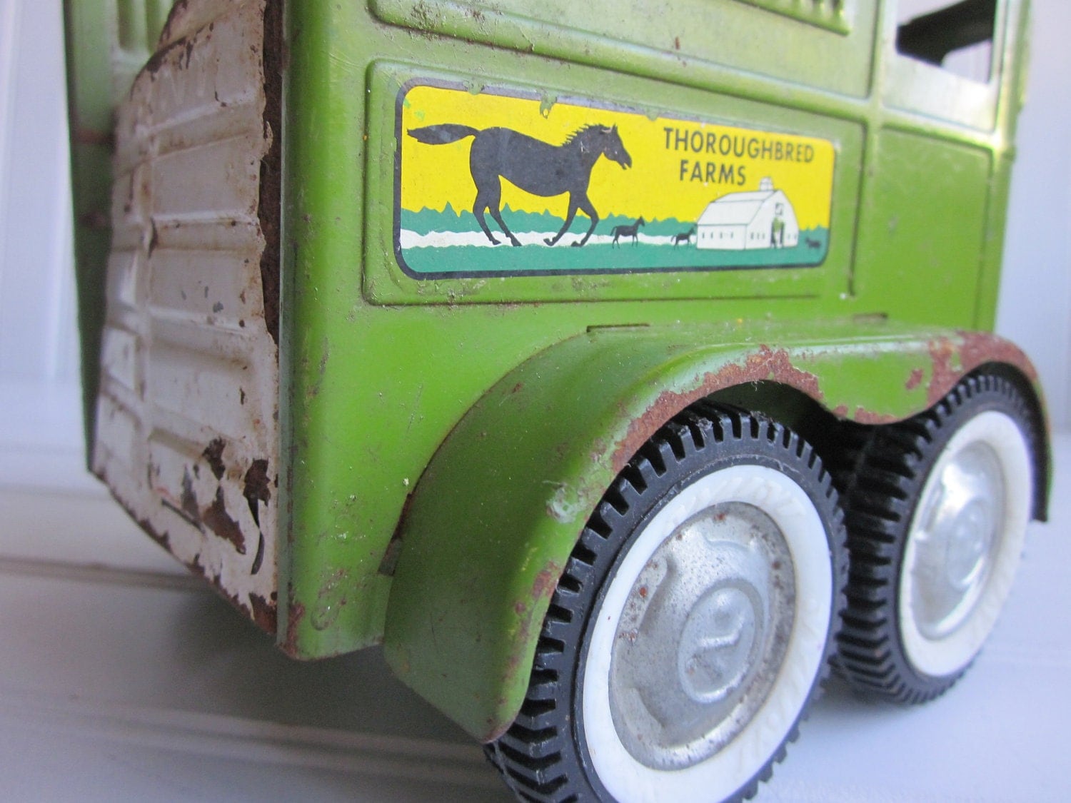 Vintage Nylint Horse Trailer. Green Toy Horse Trailer Farm