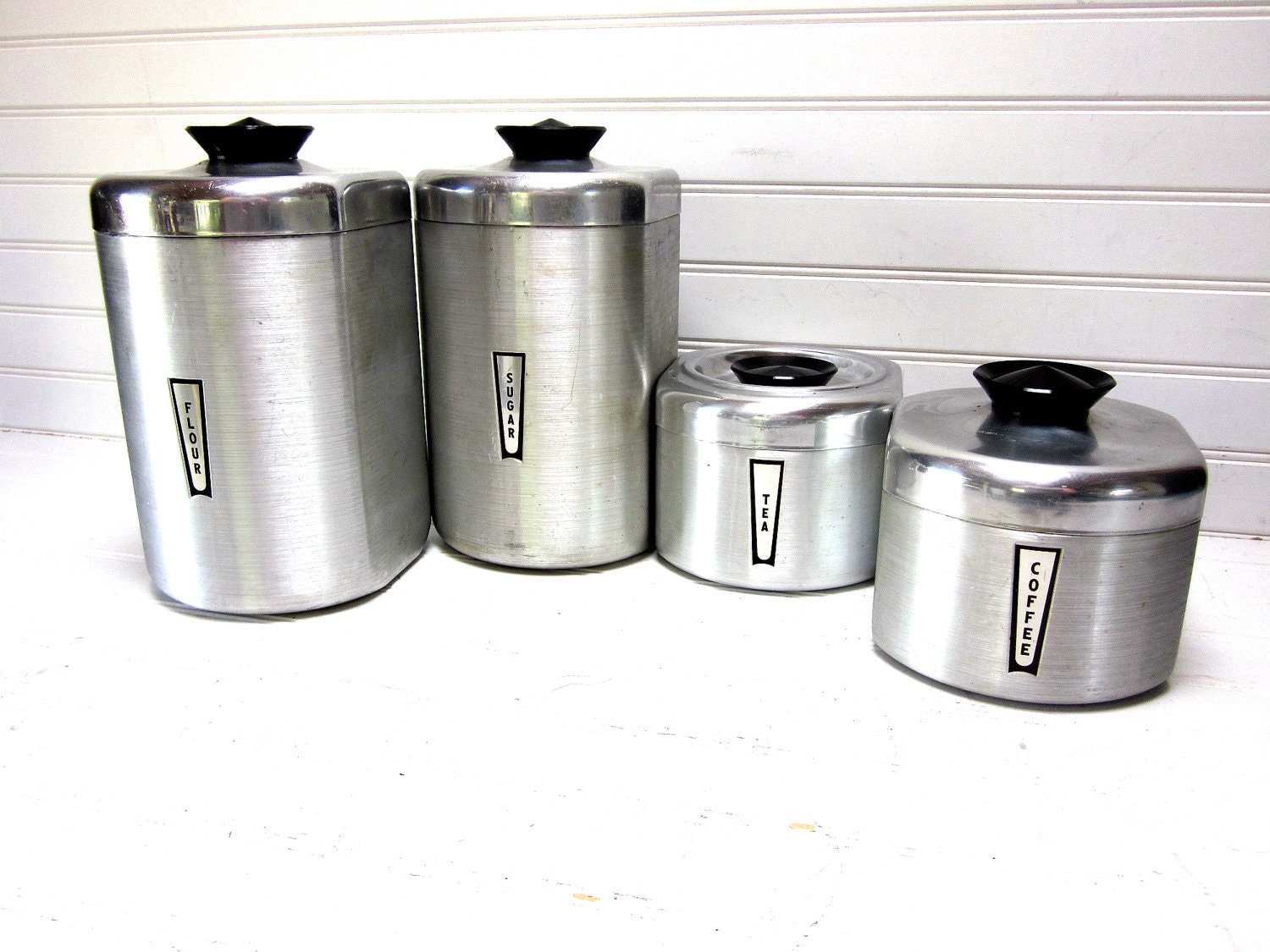 Vintage Kitchen Canisters Mid Century Atomic Stainless Steel   Il Fullxfull.306906840 