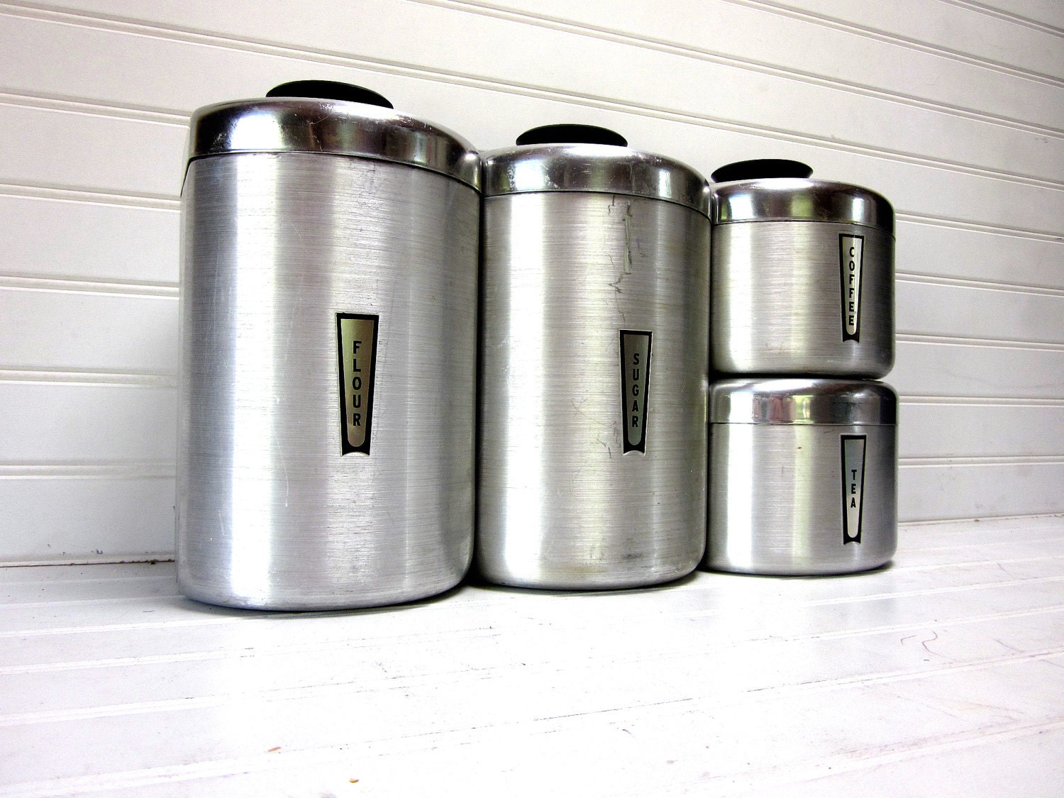 Vintage Kitchen Canisters Mid Century Atomic Stainless Steel   Il Fullxfull.306906854 