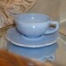 Jeanette Glass Company, DELPHITE Blue, Junior Playset, Tea Cup and Saucer, CHERRY BLOSSOM, Mothers Day, Hostess Gift, Bridesmaid gift