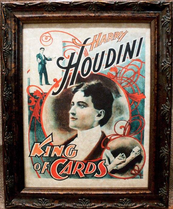 houdini king of cards poster art from 1895 art print on