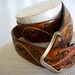 Reserved for Anders: Mens Hand stained latitan leather belt, scroll tooling