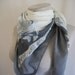 Rose scarf, grey and white semi-sheer, made in Spain by Noreel