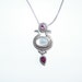 Vintage Sterling Silver 925 Gemstone Pendant Necklace Free Shipping 18 1/4"
