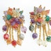 Vintage Clip On Earrings Multi Color Beaded Costume Jewelry Free Shipping