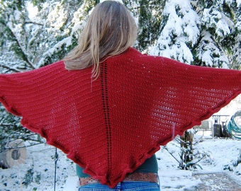 Red Ruffle Shawl