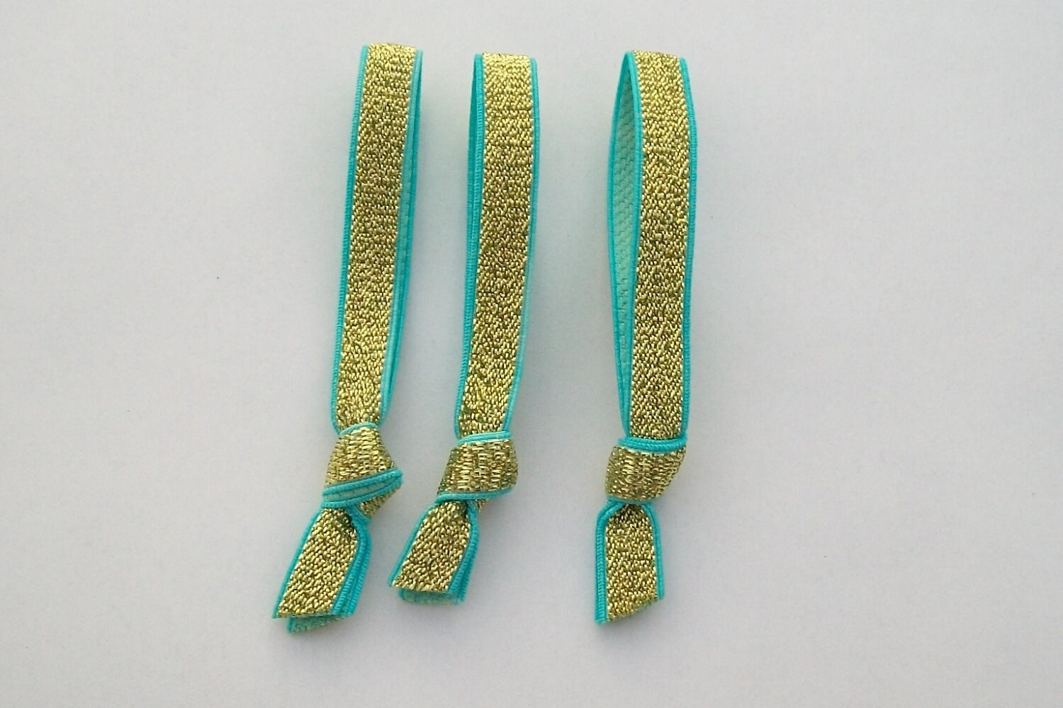 Set of 3 Elastic Hair Ties Metallic Elastic by LuckyGirlHairTies