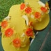 RESERVED Listing for KelleyFlip Flops / Yellow / Sandals/ Yellow and Orange flower with pearl center / Lady's Size XL