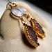 24K Gold Vermeil Bezel set Natural Blue Chalcedony, and soft Pinky-brown Drusy / Druzy Quartz Earrings