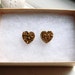 GOLD Titanium Drusy / Druzy Quartz Heart Studs on 14K Gold Filled posts Earrings