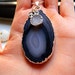 Silver Dipped Drusy / Druzy Quartz Agate Slice with Light Grey Druzy and Peace Charm, 22" Necklace