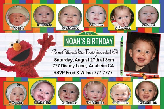 1st Birthday Elmo Invitations 12 month pictures Il_570xn