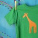 Children's Clothing, Appliqued Tshirt with Giraffe, Green Short-sleeve, Boys' Size XS XSmall Extra Small (4-5), Ready-to-ship