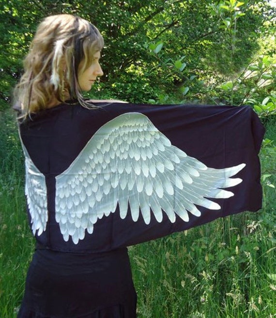 Items similar to Silk Scarf with Beautiful Batik painted Wings on Etsy