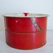 vintage rusty metal red cake tin