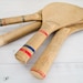 vintage wooden shuttlecock paddles, set of four