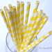 SUNSHINE YELLOW & WHITE Stripes- Paper Straws--50 ct with Free Printable diy Flags