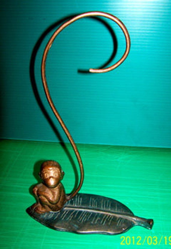 Reserved for NYQueen Vintage Brass Monkey Banana Holder