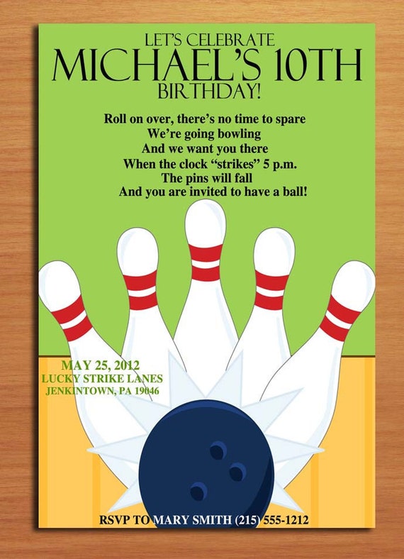 Bowling Alley Birthday Party Invitations 2