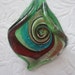 Glass Leaf Lampwork Pendant- Green Blue and Red
