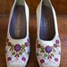 1960's White Silk Floral Embroidered Greek Shoes