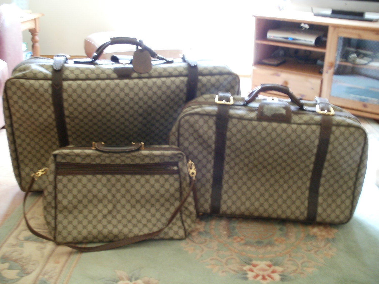 Set of 3 Gucci Suitcases in brown / cream