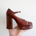 vintage french leather platform shoes from the 1960's, made in Paris by ORLY'S Shoes