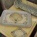 Antique Vanity Jewelery Box Porcelain Hand Painted Forget Me Nots Chic Romance