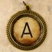 Initial Pendant Charm Letter A Alphabet Personalized Resin Brass Circle Monogram Rustic