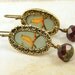 Yellow Bird Earrings - Aqua Brass Oval Garnet Czech Glass Under 25 For Her