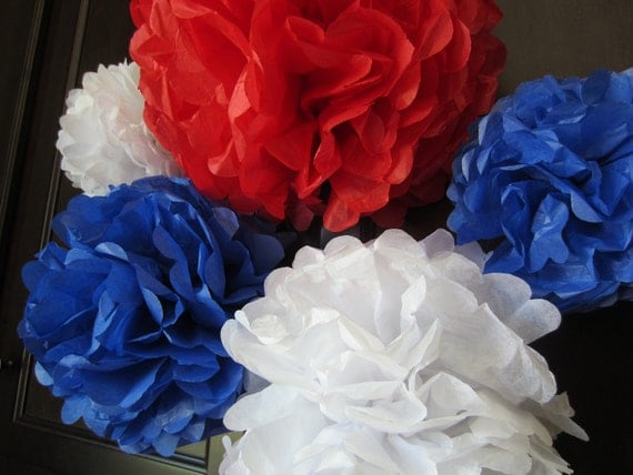 Tissue Paper Pom Poms, Weddings, Showers and Parties... Set of 5...YOU PICK COLORS