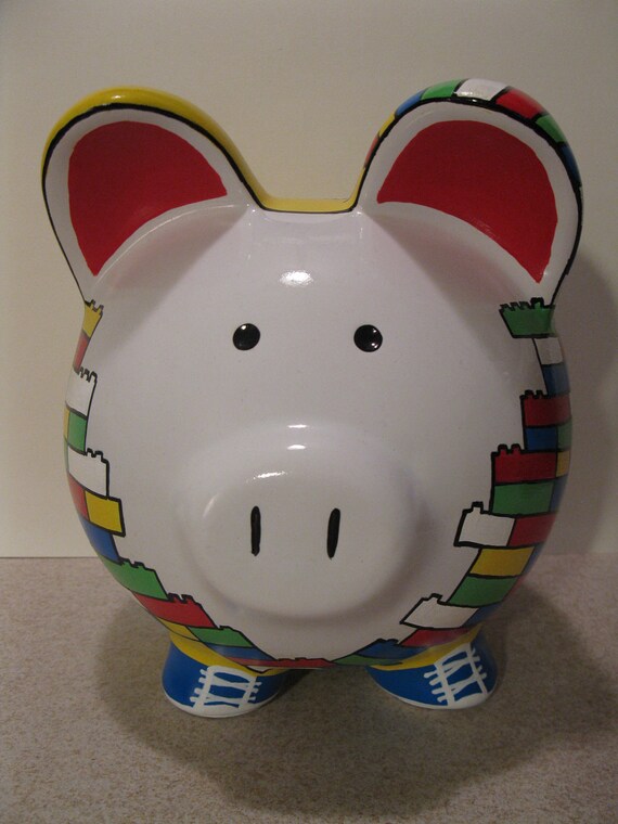 Lego Piggy Bank Unofficial Personalized MADE TO