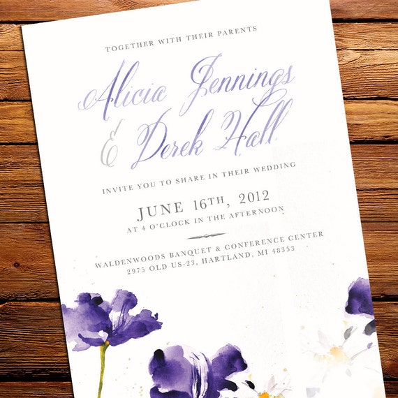 Watercolor Flower Painting Wedding Invitation by kxodesign on Etsy