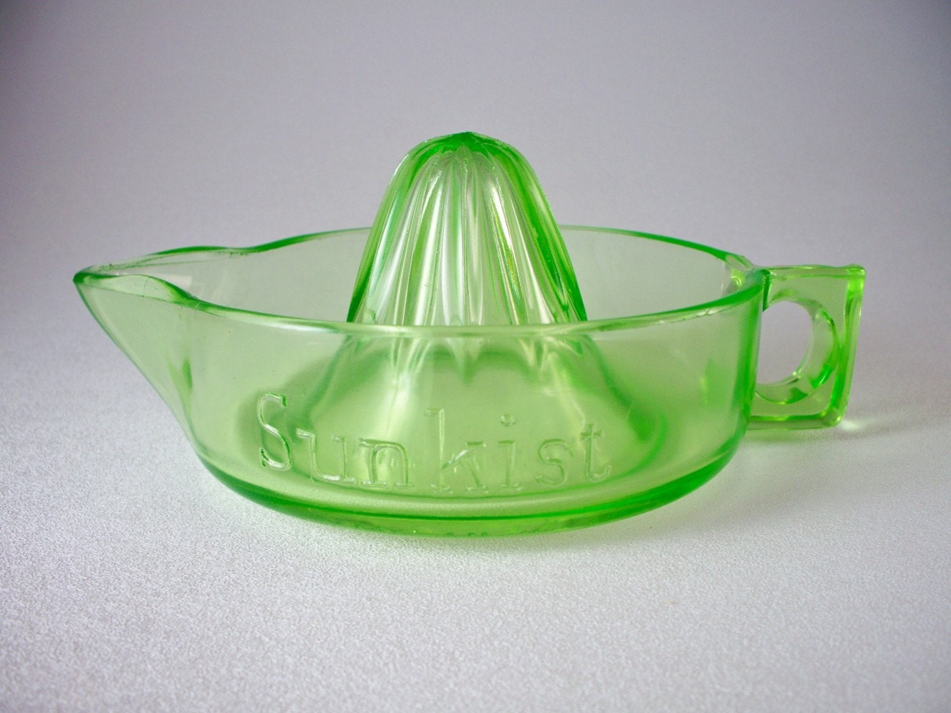 Vintage Rare Sunkist Green Glass Juicer or Reamer